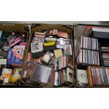 A collection of CD's: cassette tapes and accessories (3 trays).