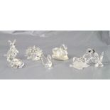 Eight small Swarovski crystal figures: to include Kangaroo, hedgehog, Tortoise, Snails, Butterfly