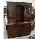 Reproduction astral glazed book case / wall unit: width 145cm, height 193cm in a mahogany finish