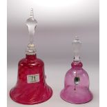 Two decorative Blown Glass Bells: height of tallest 26cm(2)