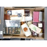 A mixed collection of items to include: pre decimal coins, cased cutlery, shaving items etc