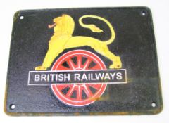 A reproduction cast metal British Railways sign: