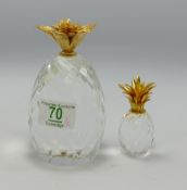 Swarovski type crystal pineapple: height 13cm together with smaller similar item(2)