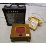 A mixed collection of items to include:Mid Century Dial Telephone, Speaker & Guitar Amplifier(3)