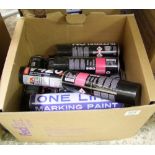 A large quantity of line marking paint: together with Interflon lube.