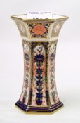 Royal Crown Derby Imari hexagonal vase: Height 13.5cm