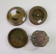 White metal natural sine compass: together with two brass compasses (3)