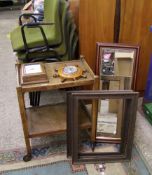 Early 20th Century wooden tea trolley: together with standard lamp base, two wooden frames, modern