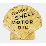 A reproduction cast metal shell petrol sign: