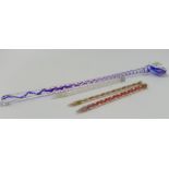 A collection of Glass Candy Cane Twist & Double Twist Coctail Stirers: length of largest 36cm