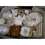 A collection of ceramic items: to include Colclough part teaset, Thornton's toffee pot, pimpernel