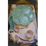 1960's Poole pottery tea for two set: together with similar Poole pottery items ( 1 tray)