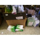 A large quantity of cleaning products: