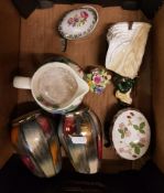 A mixed collection of items to include: Wedgwood Wild Strawberry lidded pot, Royal; Worcester