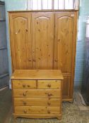 Goldcrest furniture limited 3 door / 3 drawer pine wardrobe: width 122cm together with a matching
