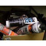 A quantity of silicone tubes: adhesive sealant, expanding foam etc