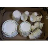 Edwardian floral tea set: 12 cups & saucers, milk jug, sugar bowl, 7 side plates and 2 cake plates (