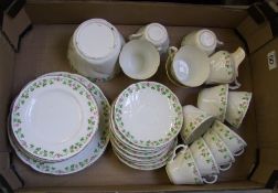Edwardian floral tea set: 12 cups & saucers, milk jug, sugar bowl, 7 side plates and 2 cake plates (