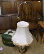 Reproduction wheel back chair: together with a 1960's footstool, lampbase and shade.