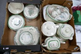 A collection of Spode Christmas Tree Decorated dinnerware to include: Tureens, Tea Pot, Cups,