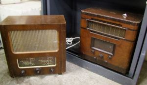 His Masters Voice Vintage Wooden Radio: together with similar item (2)