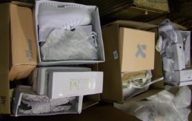 A large quantity of ladies shoes: trainers, slidders, sandals. All size 8 approx 64 pairs
