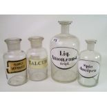 Large vintage glass Apothecary bottle: together with three similar bottles (4)