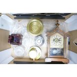 A mixed collection of items to include: Inlaid Continental Clock, Glass ware, Royal Doulton Series