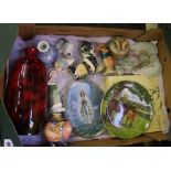 A mixed collection of items to include Royal Doulton Flambe vase: Beswick and Doulton figures, Delft