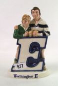Beswick Worthington E advertising figure: fashioned as two rugby players