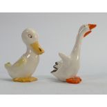Beswick comical ducks: Duck with ladybird 760 and double geese 820. (2)