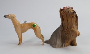 Beswick Whippet 1786B and Yorkshire Terrier with paw raised Matte (2):