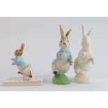 Beswick Beatrix Potter figures: Large Peter Rabbit, similar unfinished example and Peter on his