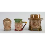 Beswick character jugs: Martin Chizzlewit 2030, Pecksniff 1117 and Micawber 674. (3)