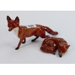 Beswick large fox 1016 and curled fox 1017. (2):