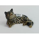 Beswick lying persian cat 1876: in black and grey swiss roll colours.