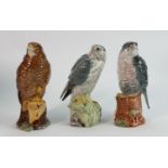 Beswick bird whisky decanters: comprising Falcon, Merlin and Buzzard. (3)