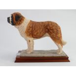 Border Fine Arts model of a St Bernard Dog: on wood plinth, by E Waugh 1994, h24.5cm.