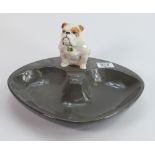 Beswick large grey double ashtray :with seated bulldog.