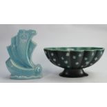 Beswick Ware items: Art Deco ship vase and large vase by Kathi Unbach. (2)