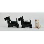 Beswick small dogs: pair small black scottie dogs and seated bulldog. (3)