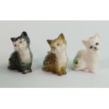 Beswick seated kittens model 1436: in black, white and grey stripes. (3)