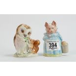 Beswick Beatrix Potter figures: Aunt Pettitoes and Old Mr Brown, both BP2A. (2)
