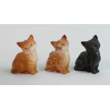Beswick seated kittens model 1436: in black matte, Ginger gloss and matte. (3)