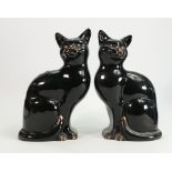 Pair Beswick black & Gold fireplace cats: 1560 & 1561, height 28cm. (2)