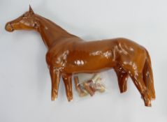 Beswick large Chestnut racehorse 1564: (all 4 legs broken and present)
