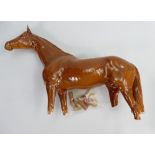 Beswick large Chestnut racehorse 1564: (all 4 legs broken and present)