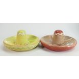 Beswick Ware large hors d'oeuvres dishes 1701: one in red and other yellow. (2)