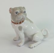Museo porcelain model of a seated pug dog: height 17.5cm.