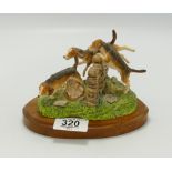 Beswick Studio Sculpture The Chase: from the Countryside series, on wood base.